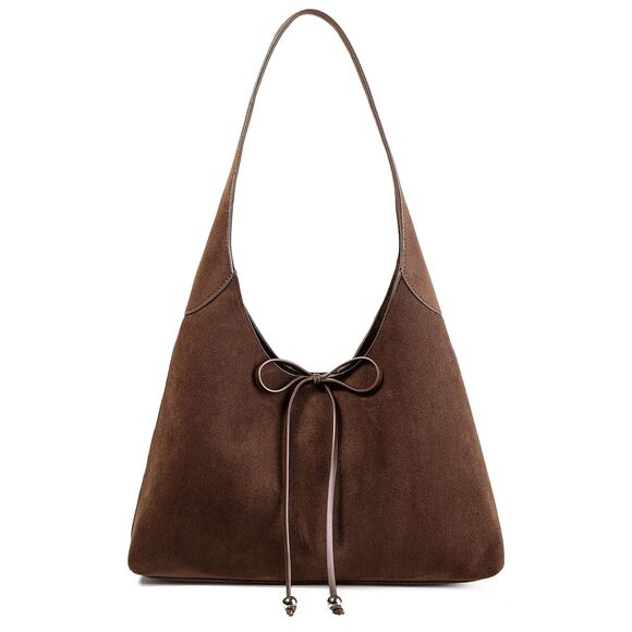 Handbags - 4681 Bow Tie Suede Hobo Bags Large Shoulder Bag Handbags Chic Purse Satchel